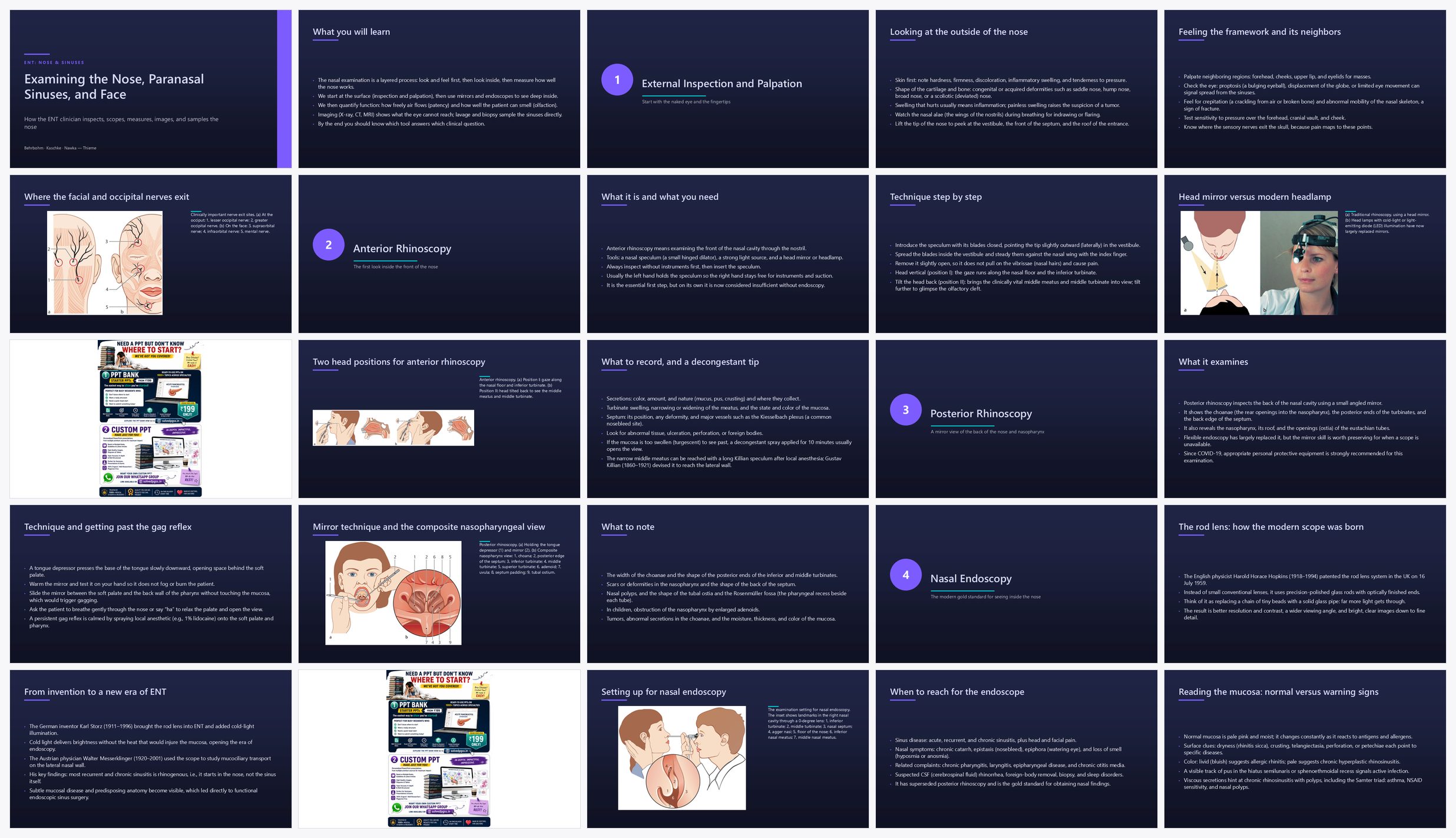 Preview of the first 25 slides of 15.Examining the Nose, Paranasal Sinuses, and Face