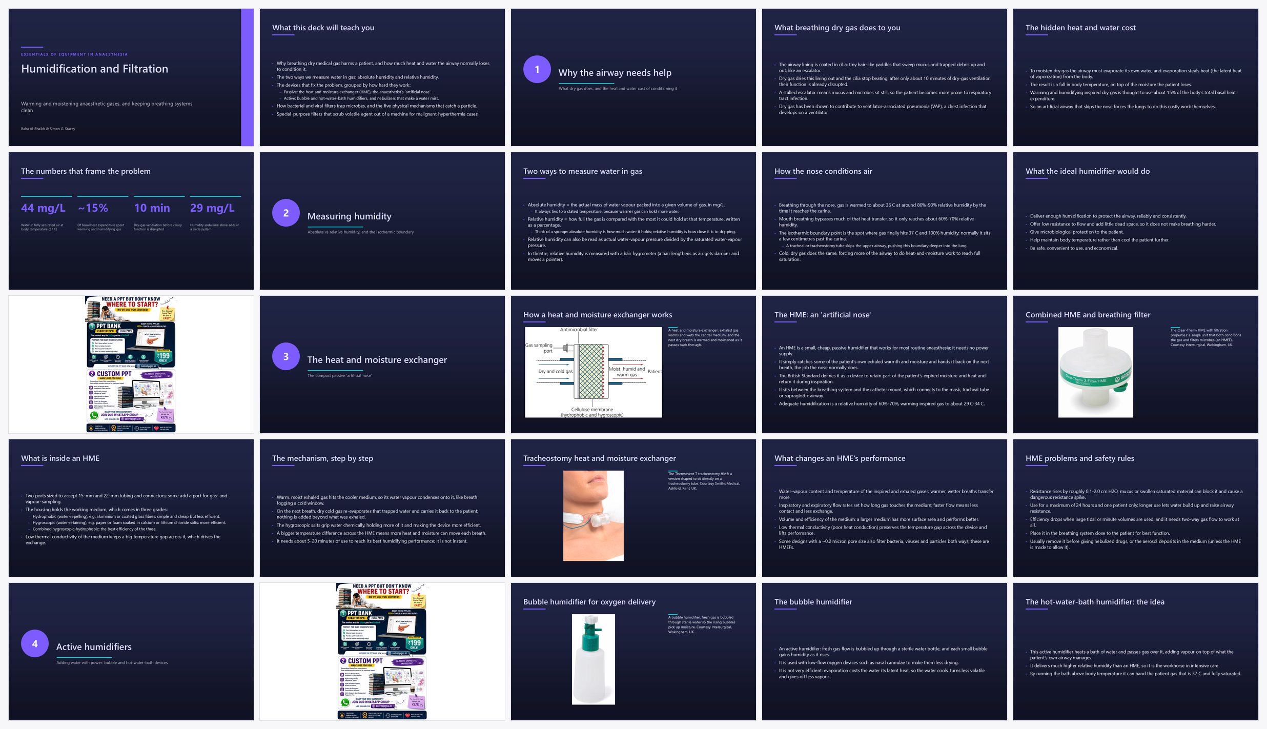 Preview of the first 25 slides of Humidification and filtration