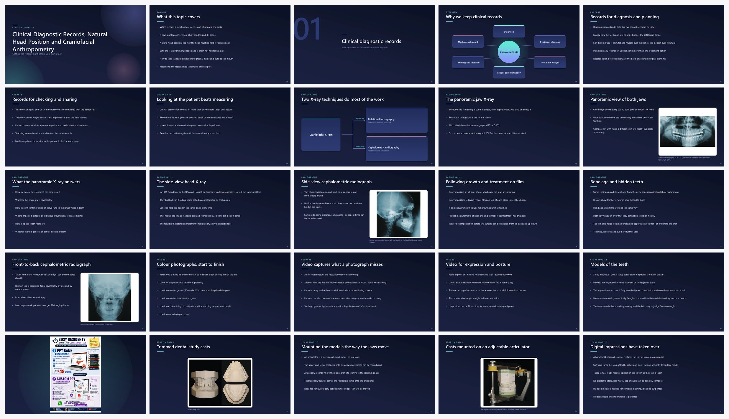 Preview of the first 25 slides of Clinical Diagnostic Records, Natural Head Position and Craniofacial Anthropometry