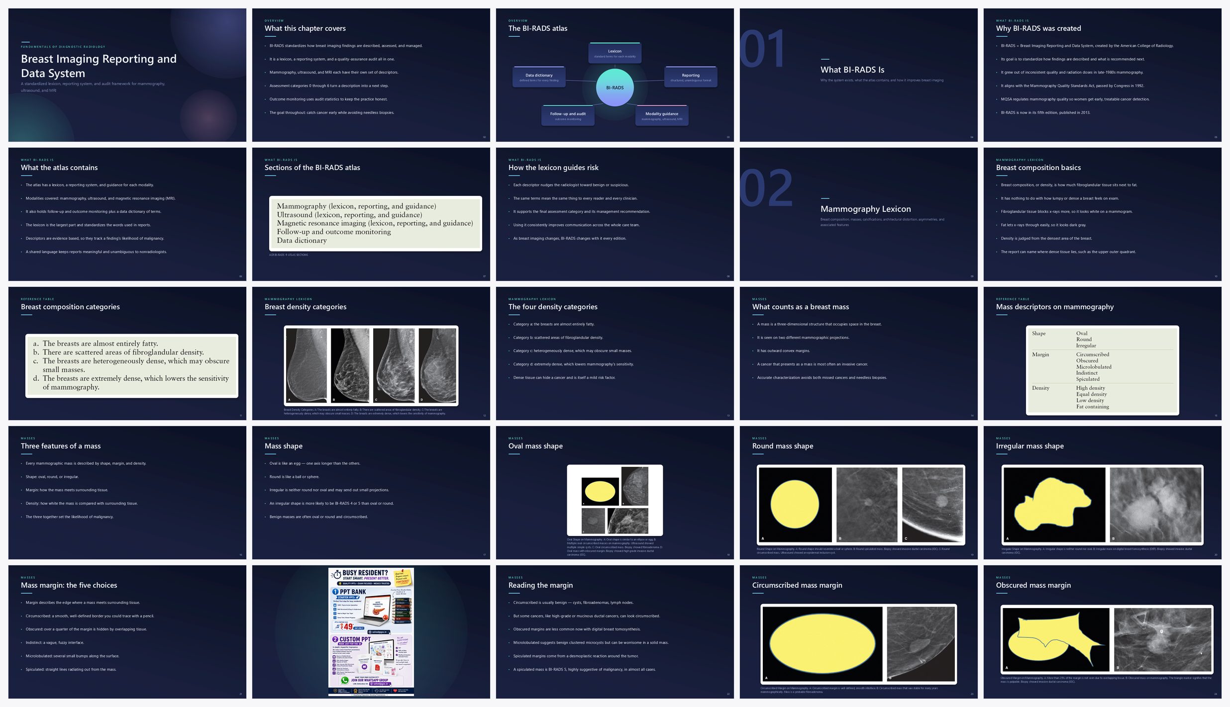 Preview of the first 25 slides of Breast Imaging Reporting and Data System