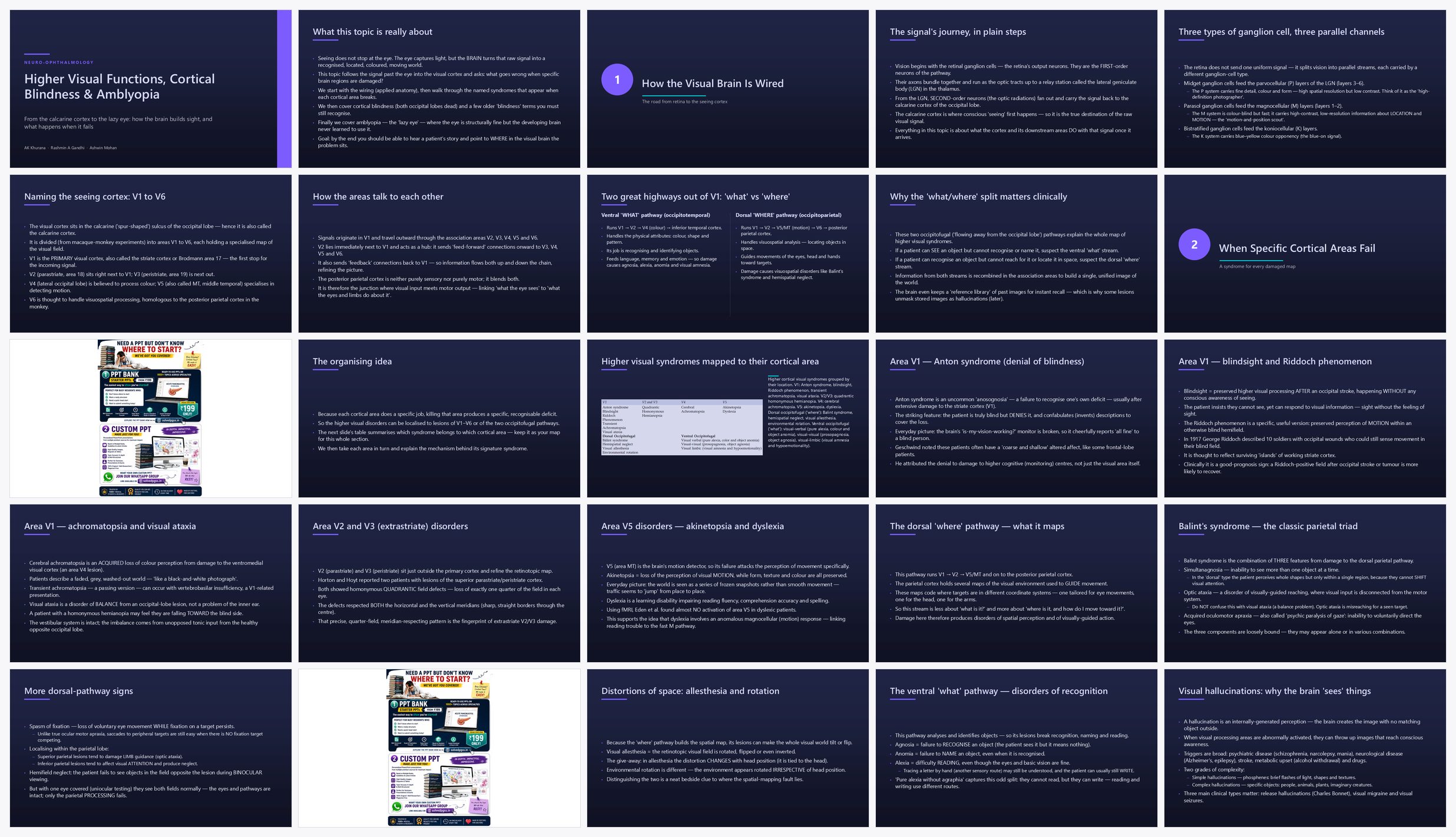 Preview of the first 25 slides of Disorders of Higher Visual Functions Cortical Blindness ot