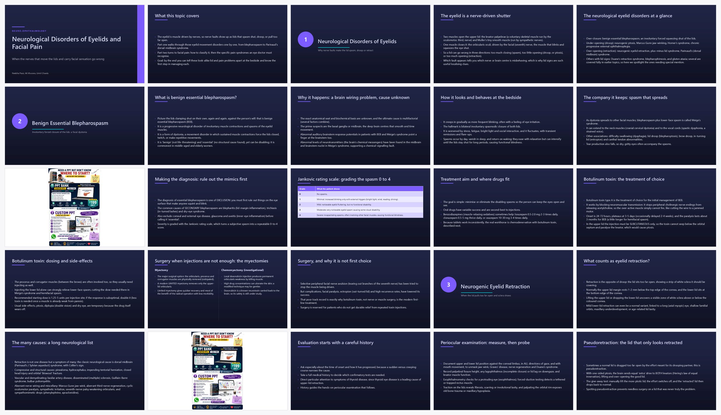 Preview of the first 25 slides of Neurological Disorders of Eyelids and Facial Pain