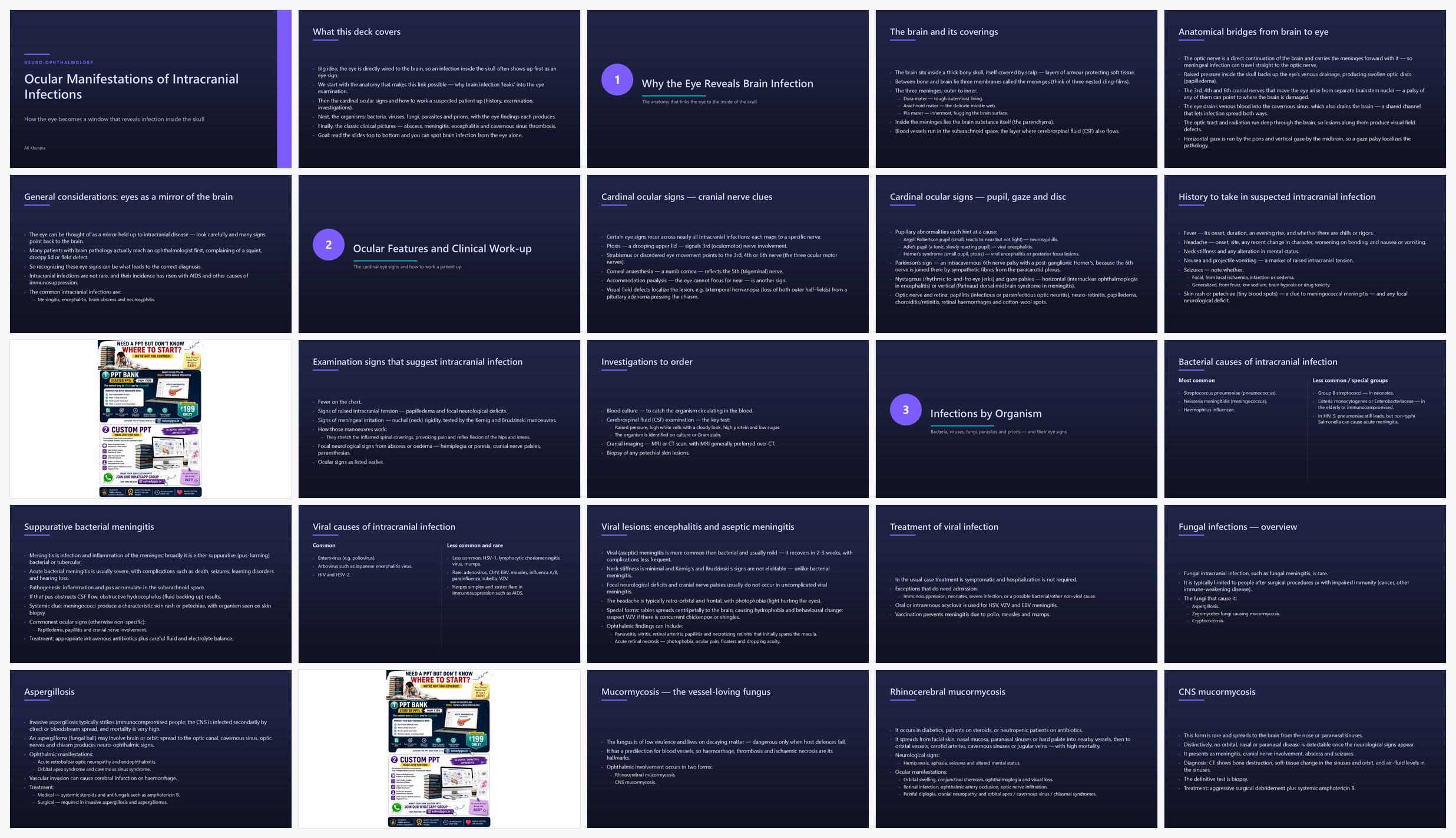 Preview of the first 25 slides of Ocular Manifestations of Intracranial Infections