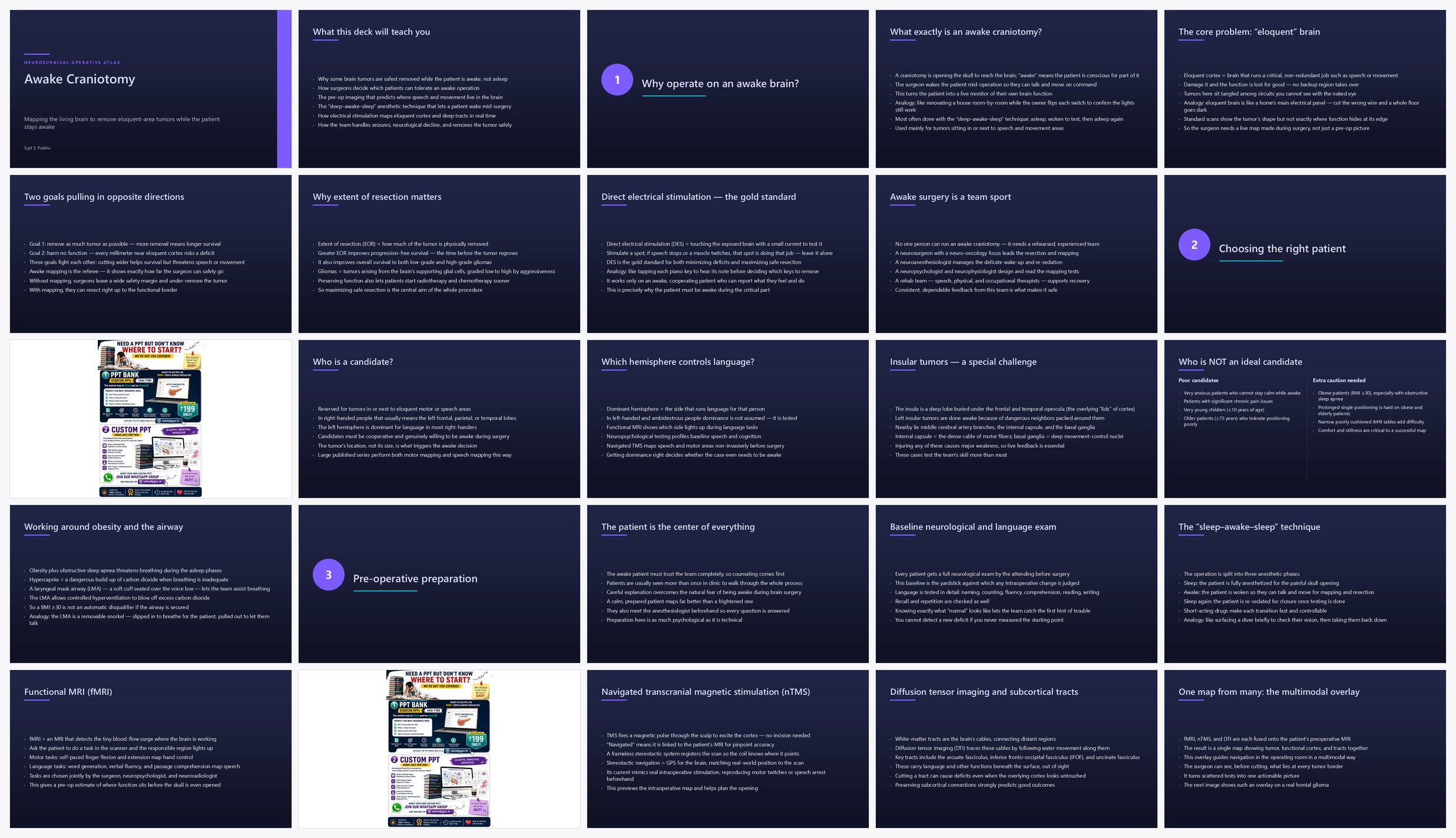 Preview of the first 25 slides of Awake Craniotomy
