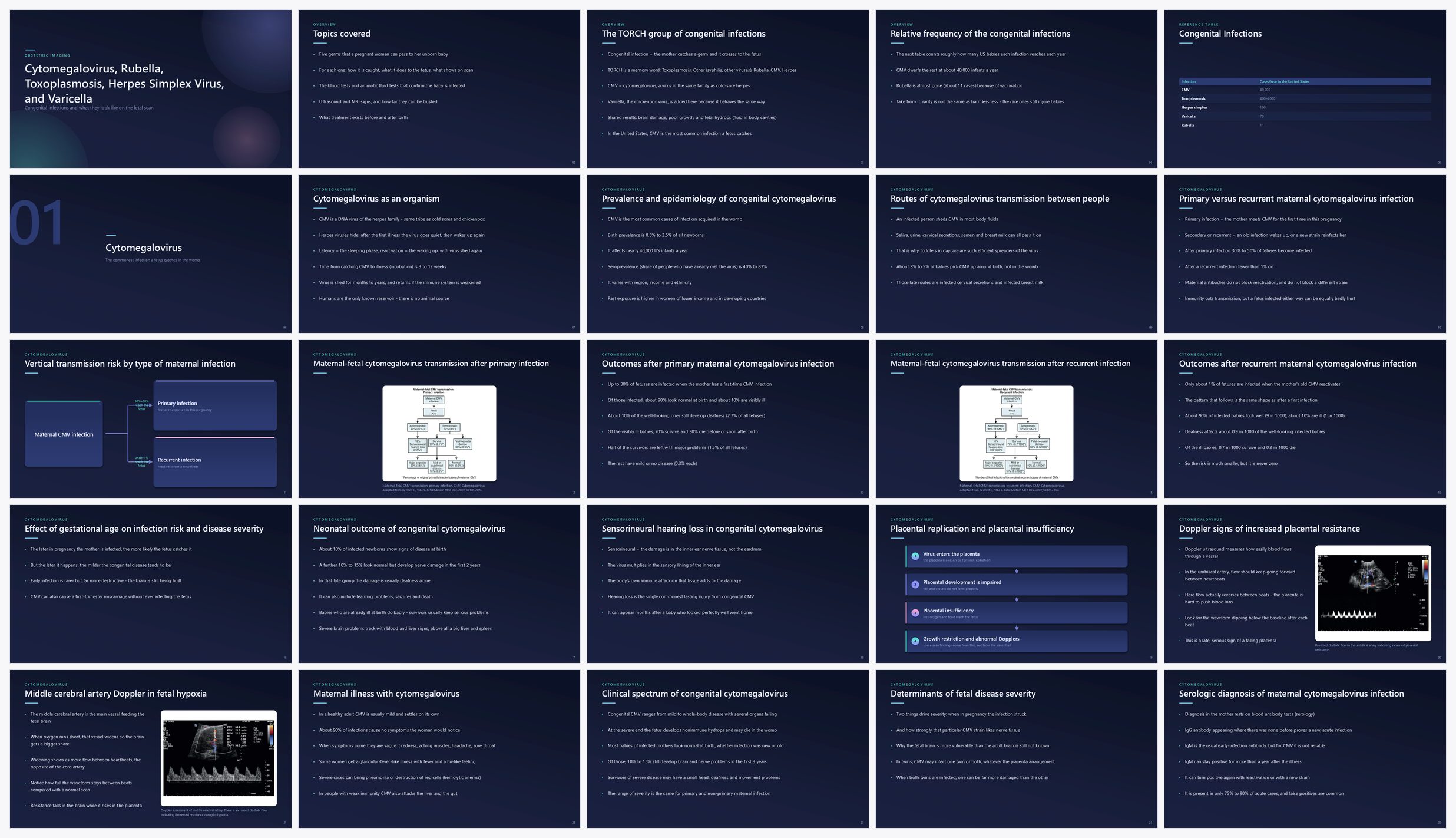 Preview of the first 25 slides of Cytomegalovirus, Rubella, Toxoplasmosis, Herpes Simplex Virus, and Varicella