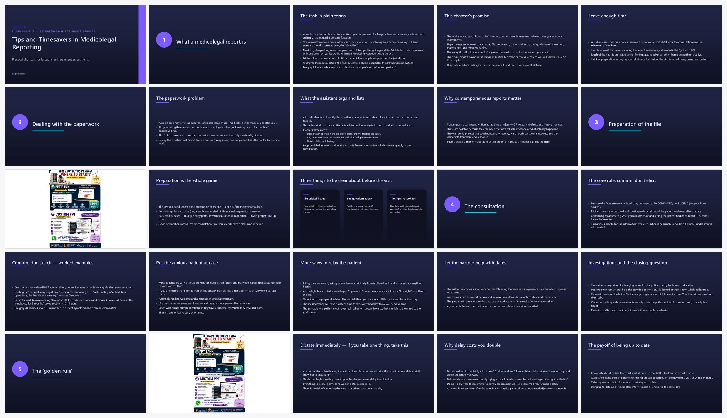 Preview of the first 25 slides of Tips and Timesavers in Medicolegal Reporting