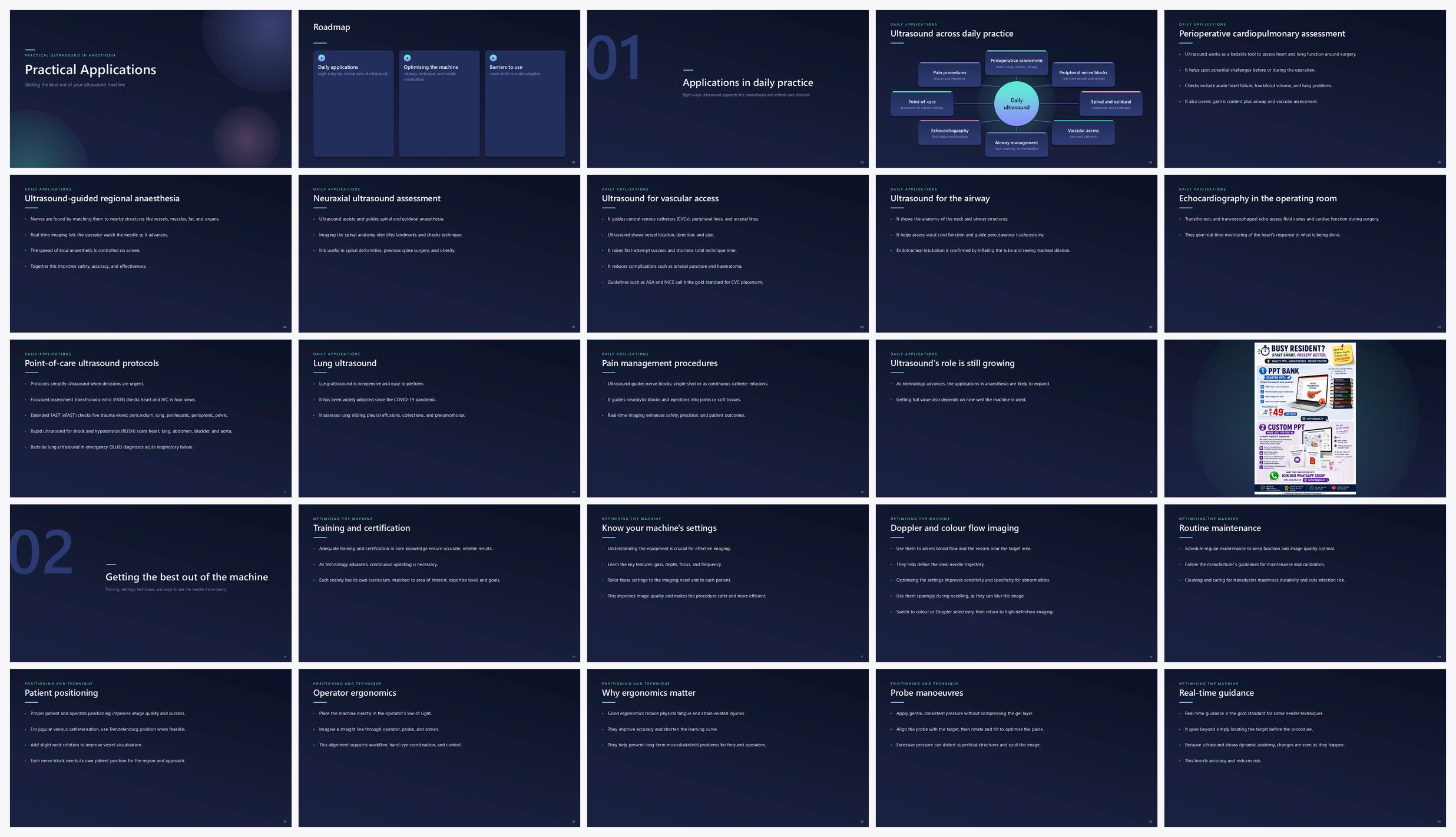 Preview of the first 25 slides of Practical Applications Getting the Best Out of Your Ultrasound Machine